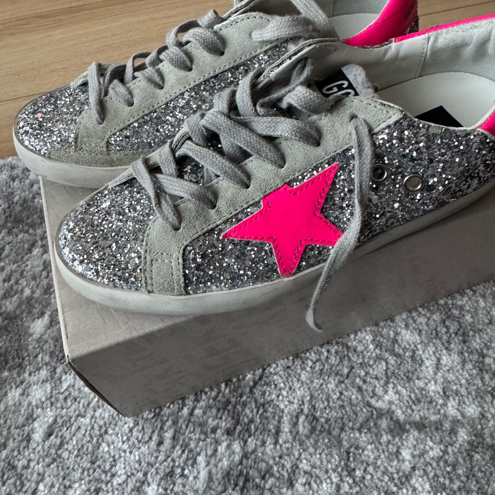 Golden Goose Glitter Sneakers - Gray and Pink